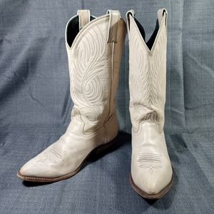 Vintage Women's Code West Tan Leather Cowboy Cowgirl Rodeo Boots Size 7 M
